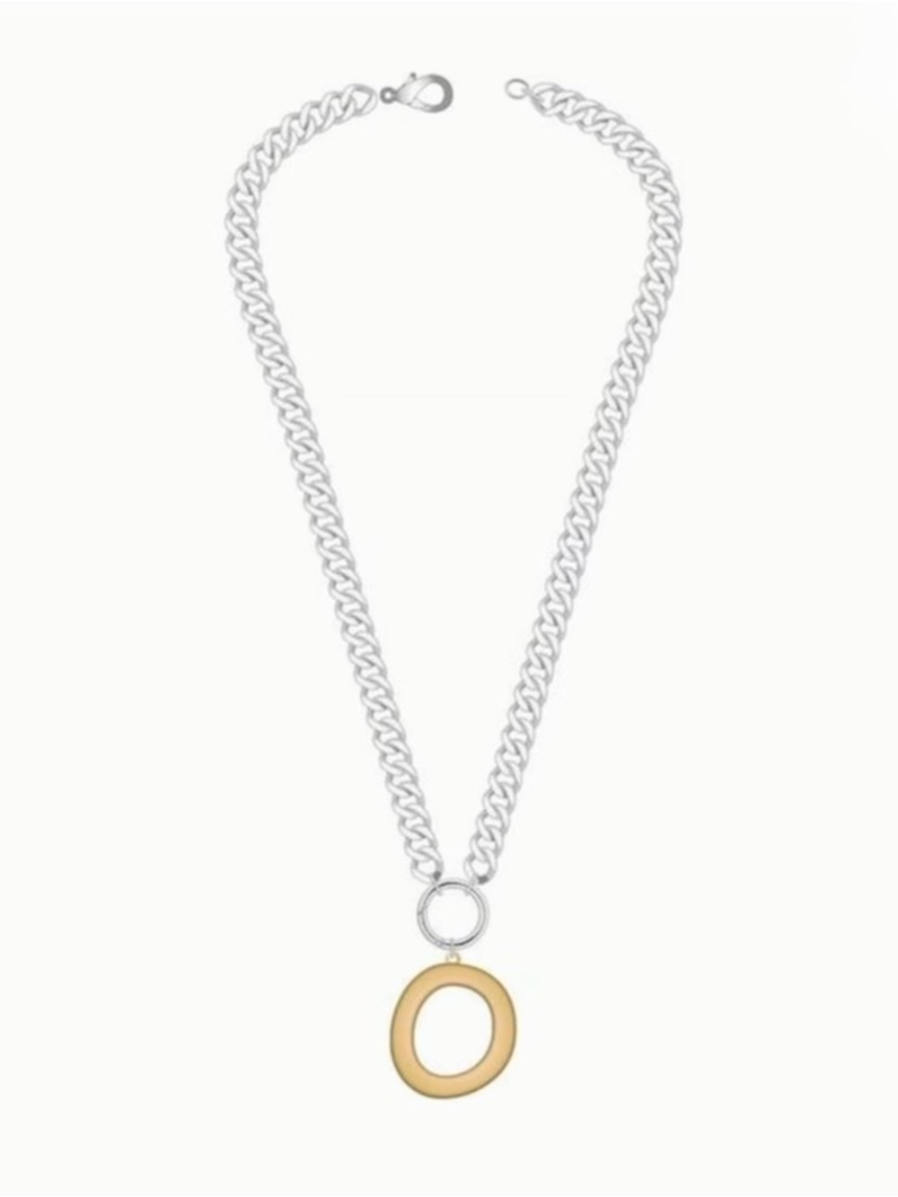 Mixed Metal Initial Bubble Letter Necklace, Letter O
